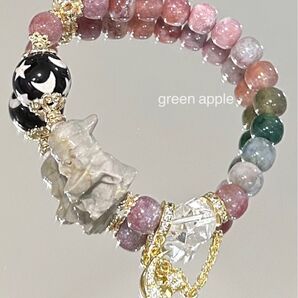 《癒しの石》財神様(アラシャン瑪瑙)と月星天珠、インディアン瑪瑙のブレスレット 内径約15.5㎝