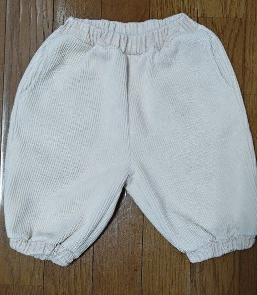 裏起毛 韓国子供服 80サイズ 裏起毛パンツ コーデュロイ アイボリー 厚めの生地