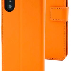 【Xperia 10 VI SO-52E/SOG14/A402SO/XQ-ES72用】オレンジレザー手帳型(テン・マークシックス)
