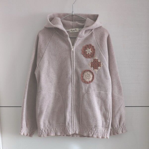 papp フリースジャケット パーカー お花モチーフ130㎝