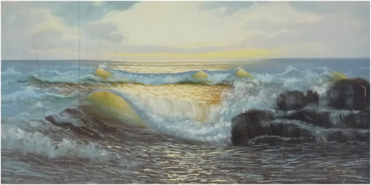 安い購入 ヨーロッパ絵画 「朝焼けの海」 ジアルディーノ作 F20号 肉筆 