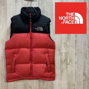 【海外限定】ノースフェイス ハーフダウンヌプシ レッド 700フィル メンズ85/XS