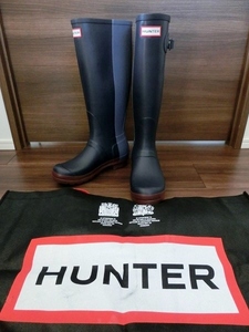 【訳有・未使用】ハンター HUNTER レディース 長ぐつ レインブーツ オリジナルトール バイカラー 2色 ネイビー&グレー24cm /(1)