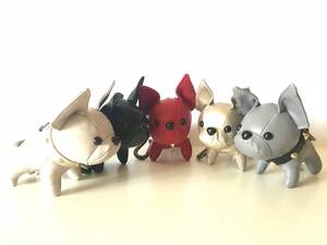 フレンチブルドッグ 革 キーホルダー ブルドッグ 犬 キーリング バッグチャーム キーチェーン レザー バッグアクセサリー (ゴールド)
