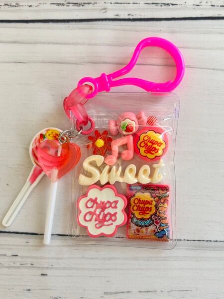 ガチャ詰めポーチ風☆キャンディポップ☆キャンディバックキーホルダー パーツまとめ売り