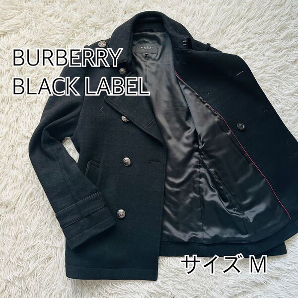 美品 バーバリー ナポレオンコート シャドーチェック ブラック サイズM BURBERRY BLACK LABEL