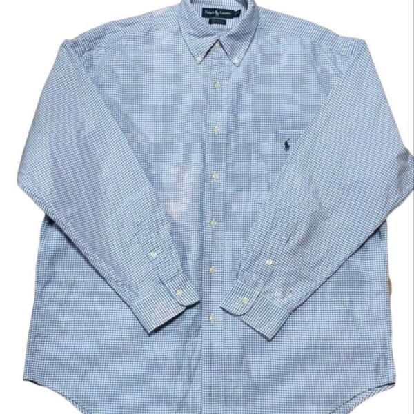 Ralph Lauren ラルフローレン BIGSHIRT 90s ビンテージ ギンガムチェック ボタンタウン シャツ 長袖 M