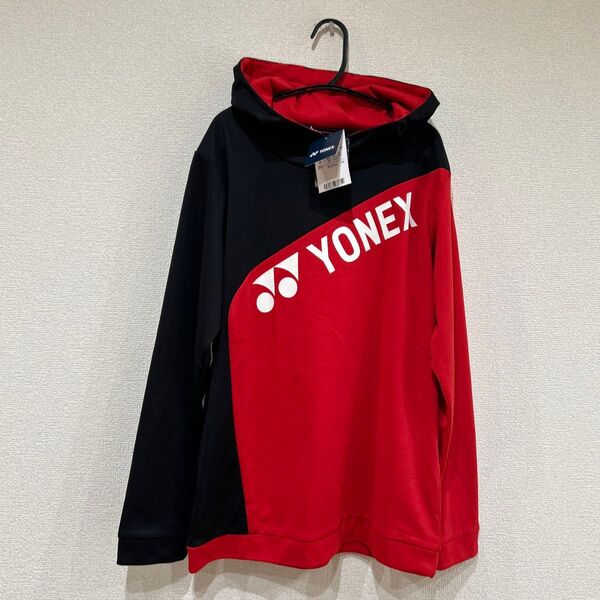 YONEX フード付き長袖ウェア メンズ Sサイズ レッド/ブラック 新品未使用