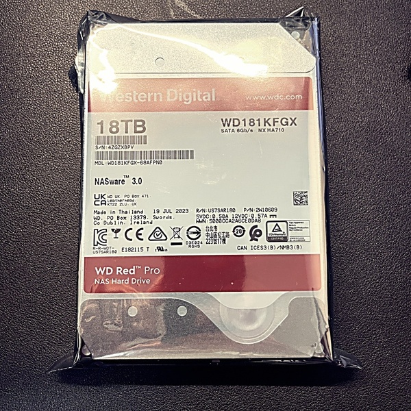 【新品・未使用】WesternDigital WD Red Pro NASハードディスクドライブ 18TB WD181KFGX
