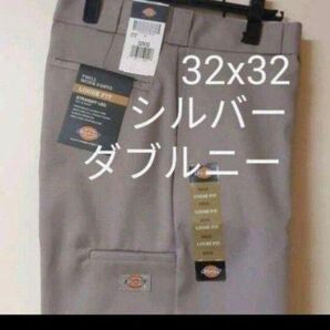 新品 32x32 SV ダブルニー ワークパンツ ディッキーズ シルバー