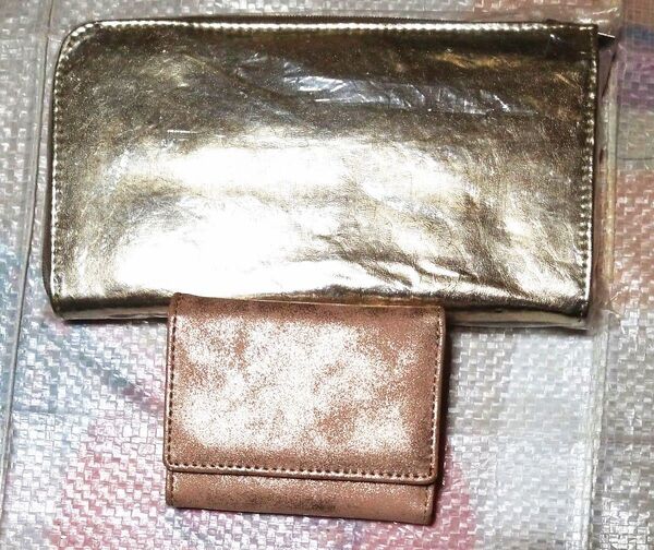 未使用 ワケあり ミニウォレット ゴールドの長財布