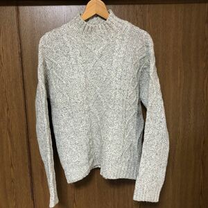 J.CREW ケーブルニット　M ハイネック　ニットセーター Jクルー　グレー