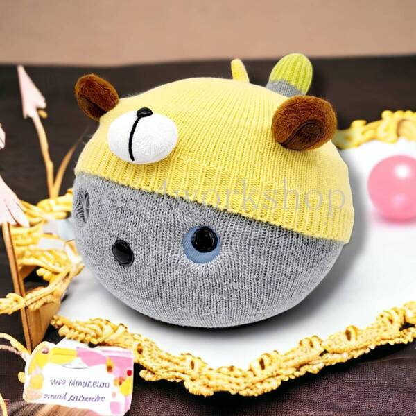 NICOBO(ニコボ)のアクセサリー くまちゃんのニット帽子(イエロー)