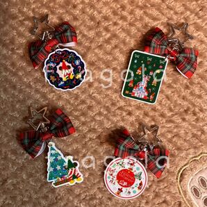 リルリンリン柄 クリスマス キーチェーン ハンドメイド キーホルダー