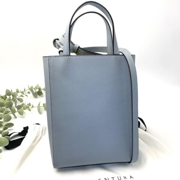 【美品】 希少 ボナベンチュラ ミニ ショッパーバッグ 2way ノブレッサ レザー ハンドバッグ ブルー系 ショルダー