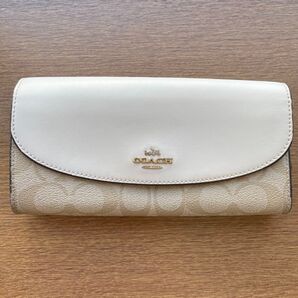 COACH 長財布 白 ベージュ 財布 折り財布