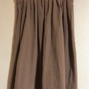 IMAGE スエード 膝丈 フレア スカート ベージュ ブラウン Lサイズ