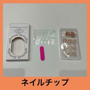 ネイルチップ ピンク 蝶 ピンクベージュ フレンチネイル