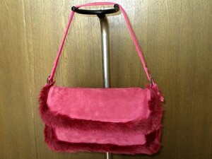 VIVAYOU/ Vivayou * suede handbag purple fur attaching W27cm