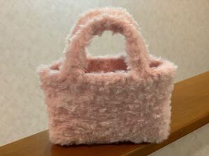 ハンドメイド☆もふもふミニバッグ(ピンク) トートバッグ ファーバッグ