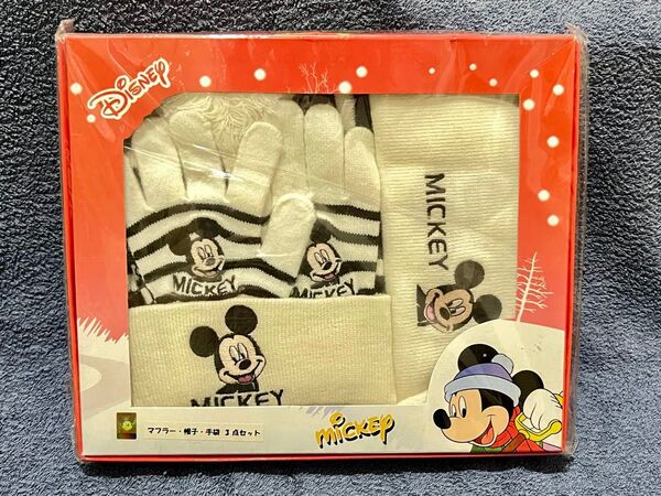 ディズニー ミッキー ニット3点セット(マフラー・帽子・手袋)