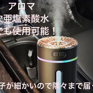 白 クルクル廻るLED加湿器 車載加湿器