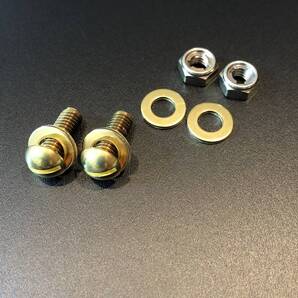 ★限定!送料込み!真鍮製 マイナス丸小ネジ M6x16 ワッシャー ロックナット付き 味のある真鍮(BS)品 ハレー、アメリカンなどに★
