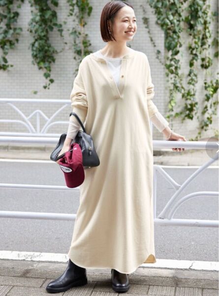 SLOBE IENA ジャージ素材 ワンピース アイボリー