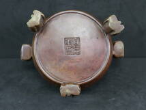 中國 時代物 古銅 唐子耳三足香爐 宣徳年製銘_画像9