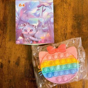 訳アリりぼんネコポーチバッグ!スクイーズ玩具 プッシュポップ★マカロンカラー 猫