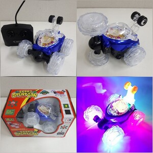 ◆新品◆LEDライト付 回転ラジコンカー ブルー