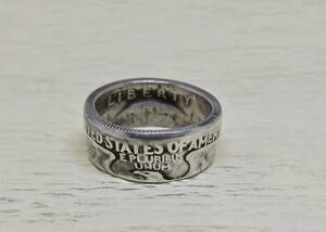 11号サイズ　　新品　未使用　 コインリング　25セント銀貨使用　 （10546）送料無料 本物のコインで制作した手作り銀の指輪