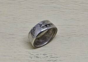 12号サイズ　　新品　未使用　 コインリング　25セント銀貨使用　 （10570）送料無料 本物のコインで制作した手作り銀の指輪