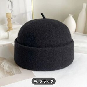 XE361022 ブラック メロンキャップ オーストラリアウール100%
