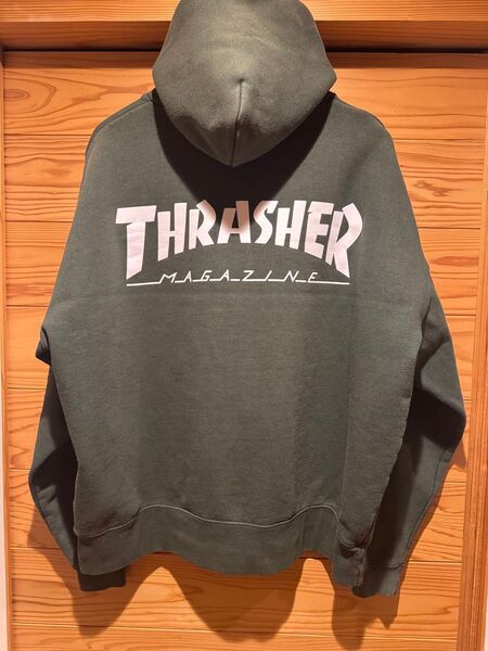 【古着】スラッシャー オフィシャル スウェットパーカー L モスグリーン