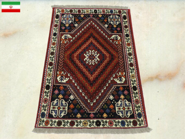 ペルシャ絨毯 カーペット ウール100% 手織り高級 ペルシャ絨毯の本場 イラン シラーズ産 玄関マットサイズ 144cm×102cm【本物保証】