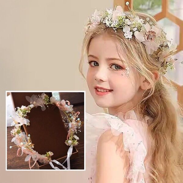 新品 ヘアアクセサリー 子供 キッズ 髪飾り 結婚式 ウェディング 発表会 パーティ 花 カチューシャ パール かわいい 冠