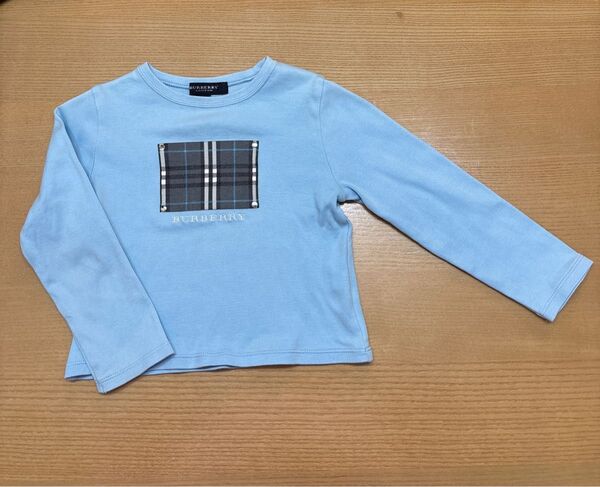 BURBERRY 水色 チェック柄 長袖カットソー 100A