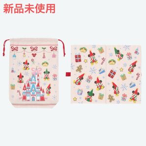 【未使用】ディズニー クリスマス リルリンリン ミッキー ポータブルクッション クッション 折りたたみ式 ランド シー 新品