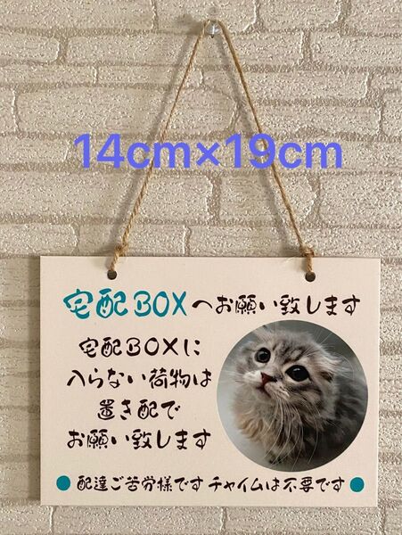 宅配ボックス置き配プレート猫写真マンチカン