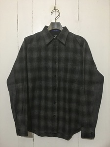 美品☆CABANE de ZUCCA × PENDLETON ズッカ ペンドルトン オンブレチェック 長袖シャツ ウールシャツ S 黒 灰色 ブラック グレー