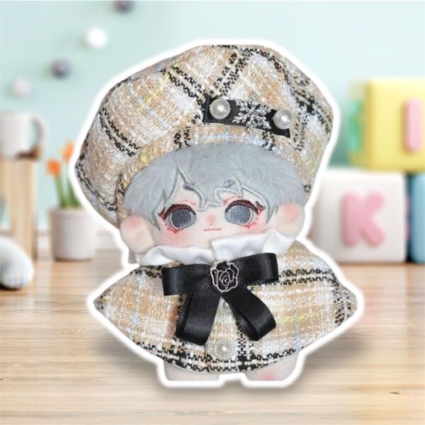 ぬい服 ツイード ぬいぐるみ服 セットアップ ベレー帽 黒 ベージュ