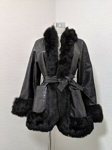 [ free shipping ].560 leather Ram fur mouton wool leather real fur real leather blouson belt coat light shoulder pad less 