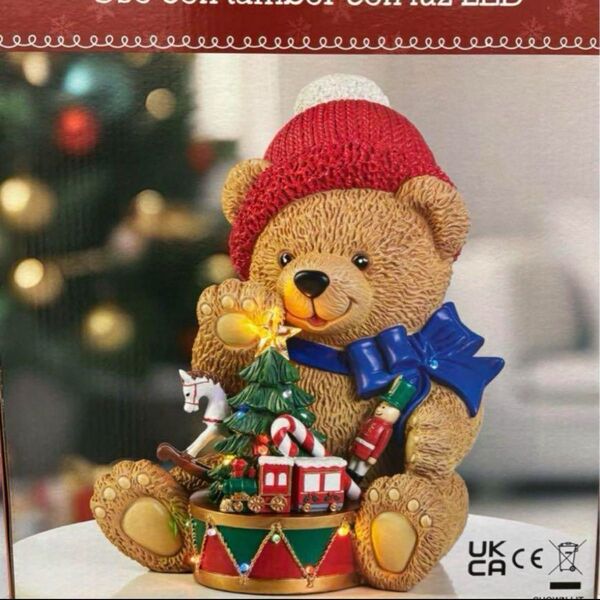 コストコ クリスマス クマの置物 LEDライト付き テディベア 置物 アンティーク プレゼント インテリア パーティー レア