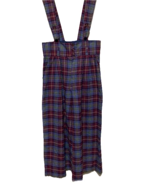 昭和レトロ ヴィンテージ サスペンダー付きパンツ ハイウエスト ワイドパンツ ビッグシルエット チェック柄 80年代 古着