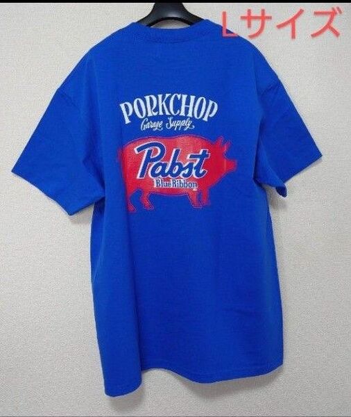 限定 PORKCHOP Pabst Blue Ribbon Tシャツ ブルー L 青