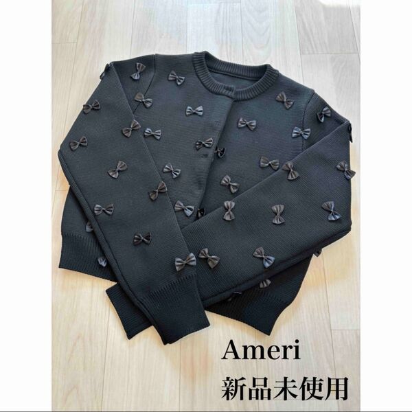 【新品未使用】Ameri MANY RIBBON SHORT KNIT TOP