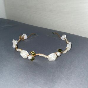 バラ ローズ カチューシャ 結婚式 ヘッドドレス ヘアアクセサリー パール ゴールド ブライダル