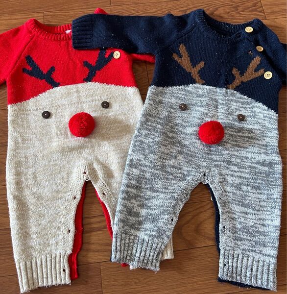クリスマス ベビー服 トナカイ あったかセーター 双子 2枚セット ※バラ売り可 1枚1000円