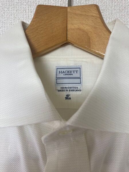 HACKETT ハケット 90's ドレスシャツ ワイドスプレッド ダブルカフス クリーム 英国製 美品